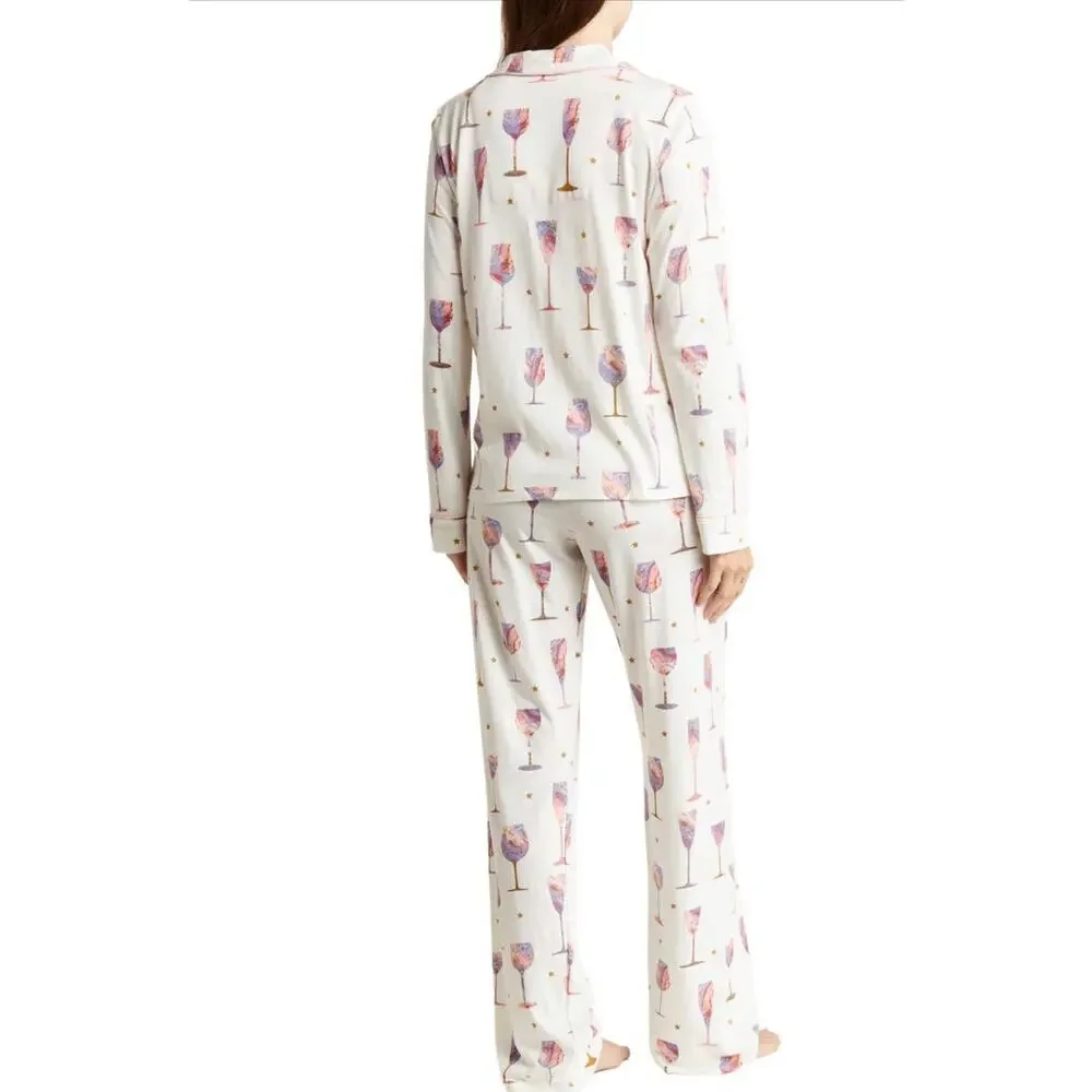 NWT PJ Salvage Long Sleeve Wine Life Button-Up Shirt & Pants Pajamas (L)